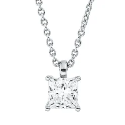 Solitaire Collier aus 750 Weißgold Diamant Prinzess-Schliff 0,33ct D-VSI L:45cm