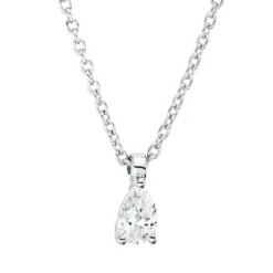Solitaire Collier aus 750 Weißgold Diamant Tropfen-Schliff 0,14ct TW-SI L:45cm