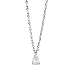 Solitaire Collier aus 750 Weißgold Diamant Tropfen-Schliff 0,15ct TW-SI L:45cm