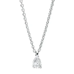 Solitaire Collier aus 750 Weißgold Diamant Tropfen-Schliff 0,1ct TW-SI L:45cm