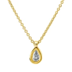 Solitaire Collier Tropfen 750 Gelbgold Diamant Tropfen-Schliff 0,1ct TW-SI L:45cm