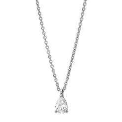 Solitaire Collier Tropfen 750 Weißgold Diamant Tropfen-Schliff 0,2ct TW-SI L:45cm