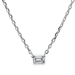 Solitaire Collier 585 Weißgold Diamant Smaragd-Schliff 0,23ct TW-VSI/SI L:45,7cm