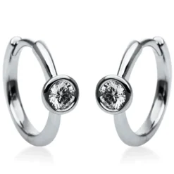 Solitaire Creolen aus 585 Weißgold 2 Brillanten 0,2ct TW-SI 14x3,9mm Zarge