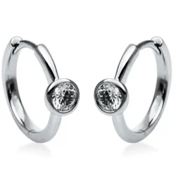 Solitaire Creolen aus 585 Weißgold 2 Brillanten 0,3ct TW-SI 14x4,4mm Zarge