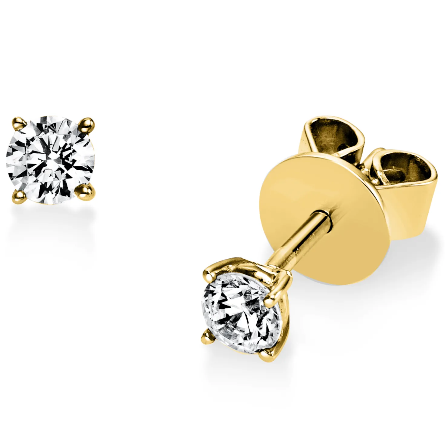 Solitaire Ohrstecker aus 750 Gelbgold 2 Brillanten 0,3ct TW-SI Ø3,3mm 4er-Krappe