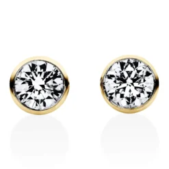 Solitaire Ohrstecker aus 750 Gelbgold 2 Brillanten 0,4ct TW-SI Ø4,9mm V-Zarge