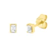 Solitaire Ohrstecker aus 750 Gelbgold 2 Diamanten Smaragd-Schliff 0,16ct TW-SI