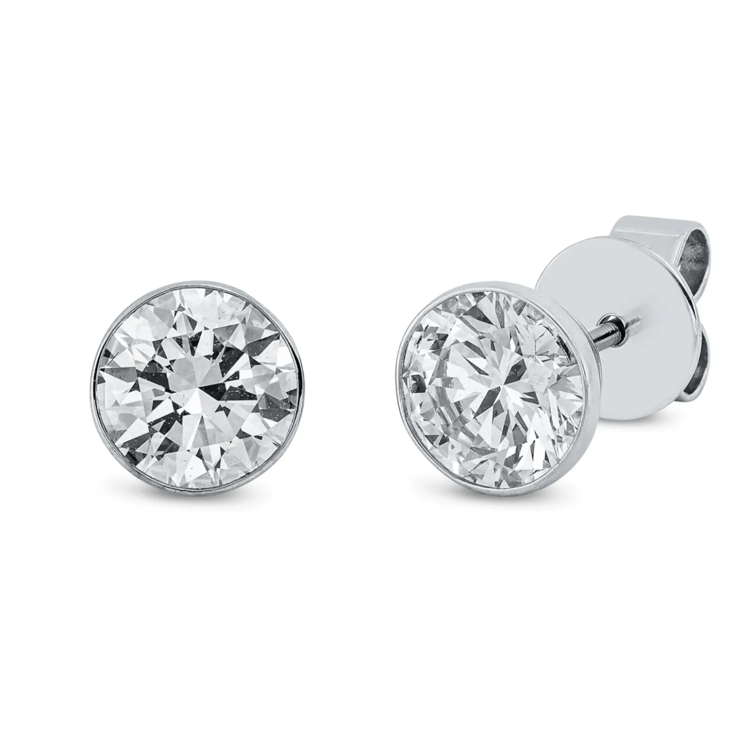 Solitaire Ohrstecker aus 750 Gold Weißgold 2 Brillanten 2ct TW-VSI Zarge