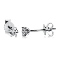 Solitaire Ohrstecker aus 750 Gold Weißgold 2 Brillanten 0,3ct TW-SI 6er-Krappe