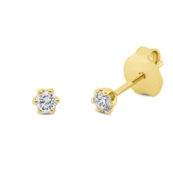 Solitaire Ohrstecker aus 750 Gold Gelbgold 2 Brillanten 0,2ct TW-SI 6er-Krappe