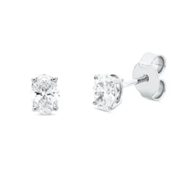 Solitaire Ohrstecker aus 750 Gold Weißgold 2 Diamanten 0,61ct D-VS1 4er-Krappe
