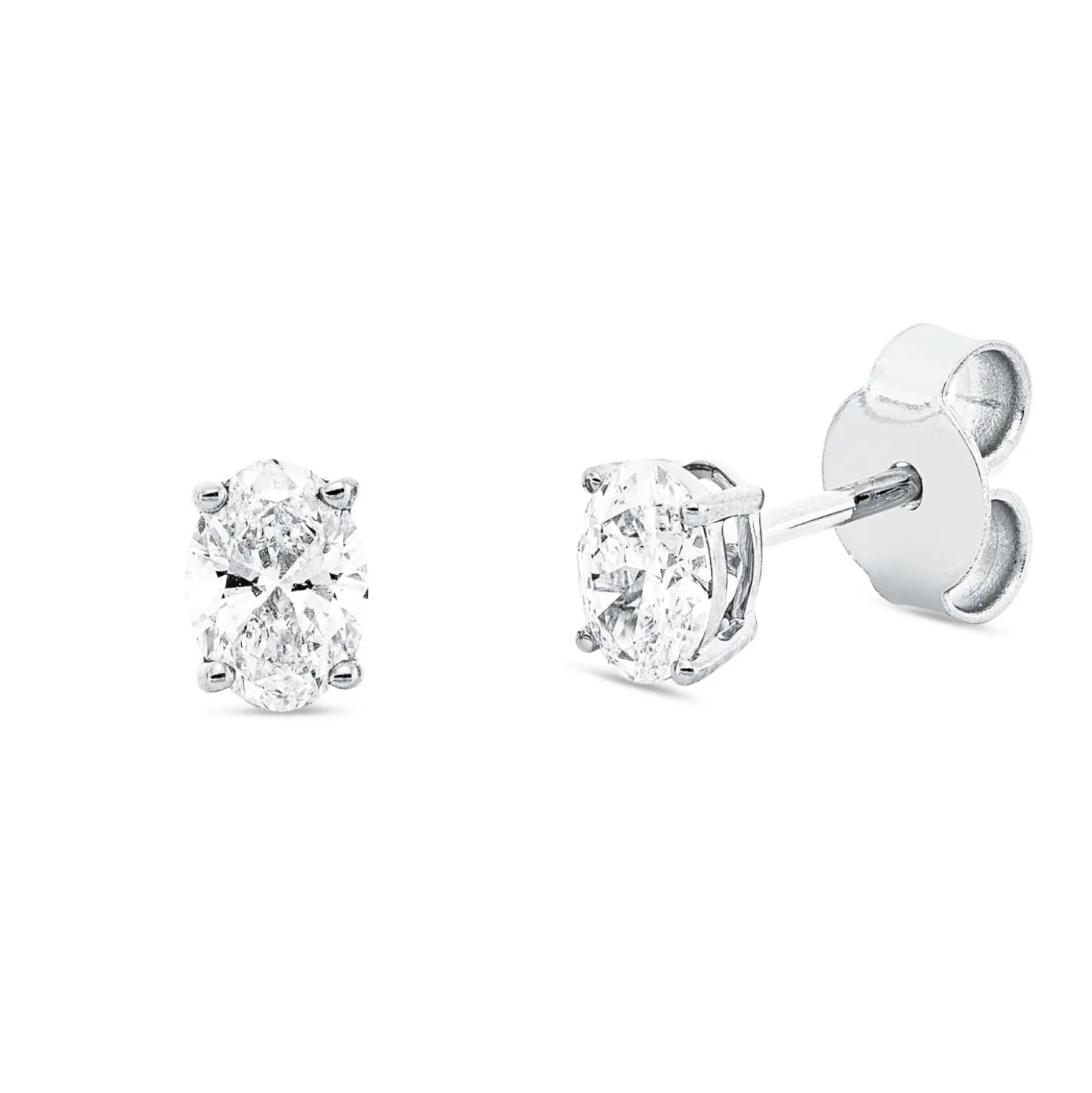 Solitaire Ohrstecker aus 750 Gold Weißgold 2 Diamanten 0,61ct D-VS1 4er-Krappe