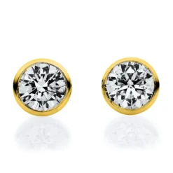 Solitaire Ohrstecker aus 585 Gold Gelbgold 2 Brillanten 0,35ct TW-SI Zarge