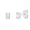 Solitaire Ohrstecker aus 750 Weißgold 2 Diamanten Smaragd-Schliff 0,62ct F-VVSI