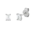Solitaire Ohrstecker aus 750 Weißgold 2 Diamanten Smaragd-Schliff 0,6ct TW-VSI