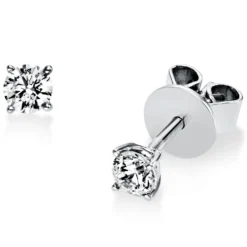 Solitaire Ohrstecker aus 750 Weißgold 2 Brillanten 0,3ct TW-SI Ø3,3mm 4er-Krappe