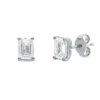 Solitaire Ohrstecker aus 750 Weißgold 2 Diamanten Smaragd-Schliff 2ct TW-VSI