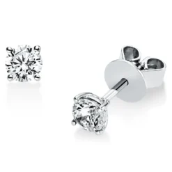Solitaire Ohrstecker aus 750 Weißgold 2 Brillanten 0,5ct TW-SI Ø4,6mm 4er-Krappe