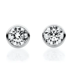 Solitaire Ohrstecker aus 750 Weißgold 2 Brillanten 0,75ct TW-SI Ø5,9mm V-Zarge