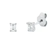 Solitaire Ohrstecker aus 750 Weißgold 2 Diamanten Smaragd-Schliff 0,48ct TW-SI