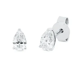 Solitaire Ohrstecker aus 750 Weißgold 2 Diamanten Tropfen-Schliff 0,61ct D-VSI