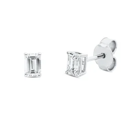 Solitaire Ohrstecker aus 750 Weißgold 2 Diamanten 0,61ct F-VS2 5x3,3mm 4er-Krappe