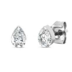 Solitaire Ohrstecker Tropfen 750 Weißgold 2 Diamanten Tropfen-Schliff 0,5ct TW-SI