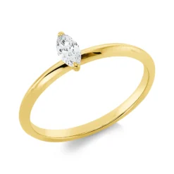 Solitaire Ring aus 750 Gelbgold Diamant Navette-Schliff 0,2ct TW-SI B:6,2mm