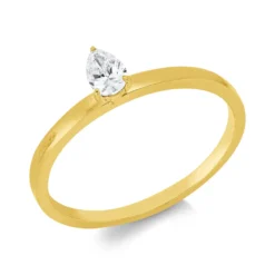 Solitaire Ring aus 750 Gelbgold Diamant Tropfen-Schliff 0,2ct F-VSI B:5mm
