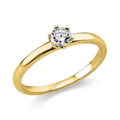 Solitaire Ring aus 585 Gold Gelbgold Brillant 0,25ct TW-SI B:1,7mm 6er-Krappe