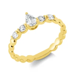 Solitaire Ring aus 750 Gold Gelbgold 5 Diamanten 0,4ct TW-SI B:5,8mm