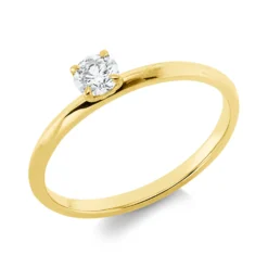 Solitaire Ring aus 750 Gold Gelbgold Brillant 0,2ct TW-SI B:3,9mm 4er-Krappe
