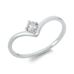 Solitaire Ring aus 750 Gold Weißgold Brillant 0,11ct TW-SI B:5,5mm 4er-Krappe