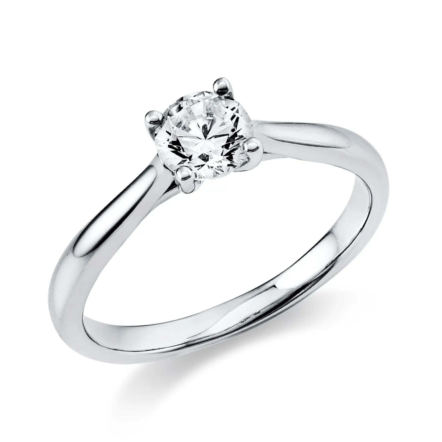 Solitaire Ring aus 750 Gold Weißgold Brillant 0,5ct F-SI B:2,4mm 4er-Krappe
