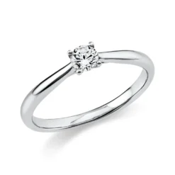 Solitaire Ring aus 585 Gold Weißgold Brillant 0,2ct TW-SI B:2,1mm 4er-Krappe
