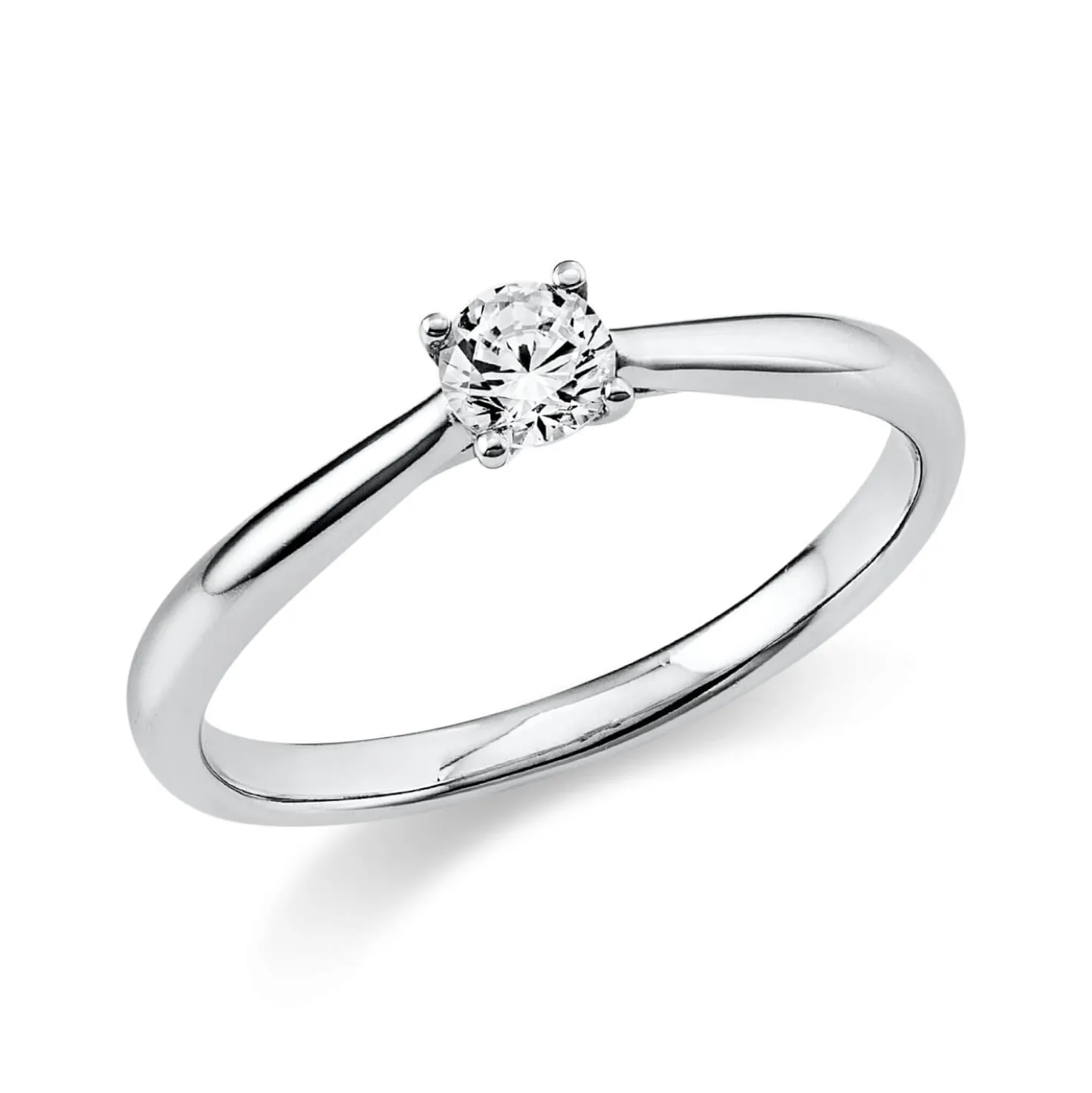 Solitaire Ring aus 750 Gold Weißgold Brillant 0,2ct TW-SI B:2,1mm 4er-Krappe