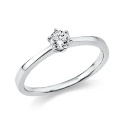 Solitaire Ring aus 585 Gold Weißgold Brillant 0,25ct TW-SI B:2,1mm 6er-Krappe