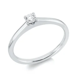 Solitaire Ring aus 750 Gold Weißgold Brillant 0,18ct TW-SI B:3,3mm 4er-Krappe