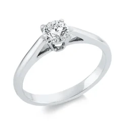 Solitaire Ring aus 750 Gold Weißgold Brillant 0,5ct TW-VSI B:5mm 4er-Krappe