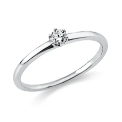 Solitaire Ring aus 585 Gold Weißgold Brillant 0,1ct TW-SI B:1,4mm 6er-Krappe