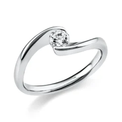 Solitaire Ring aus 750 Gold Weißgold Brillant 0,25ct TW-SI B:6,3mm