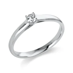 Solitaire Ring aus 750 Gold Weißgold Brillant 0,15ct TW-SI B:2,2mm 4er-Krappe