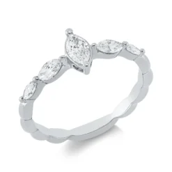 Solitaire Ring aus 750 Gold Weißgold 5 Diamanten 0,55ct TW-SI B:6,6mm