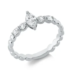 Solitaire Ring aus 750 Gold Weißgold 5 Diamanten 0,44ct TW-SI B:7,5mm