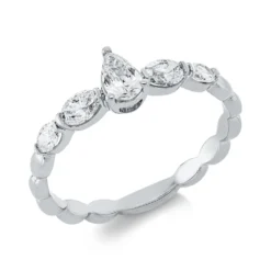 Solitaire Ring aus 750 Gold Weißgold 5 Diamanten 0,66ct TW-SI B:5,8mm