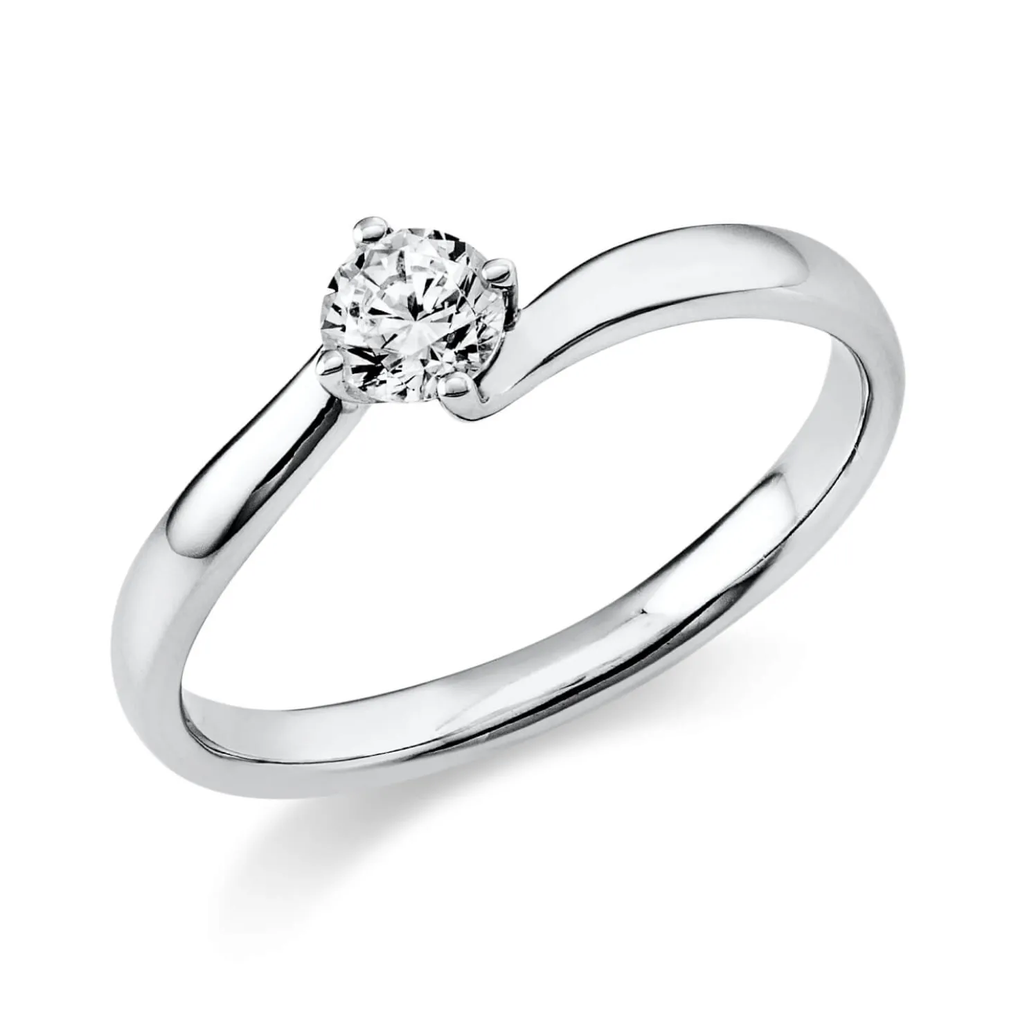 Solitaire Ring aus 750 Gold Weißgold Brillant 0,25ct TW-SI B:2,3mm 4er-Krappe
