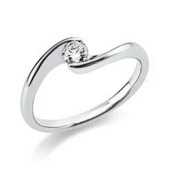Solitaire Ring aus 585 Gold Weißgold Brillant 0,2ct TW-SI B:5,8mm
