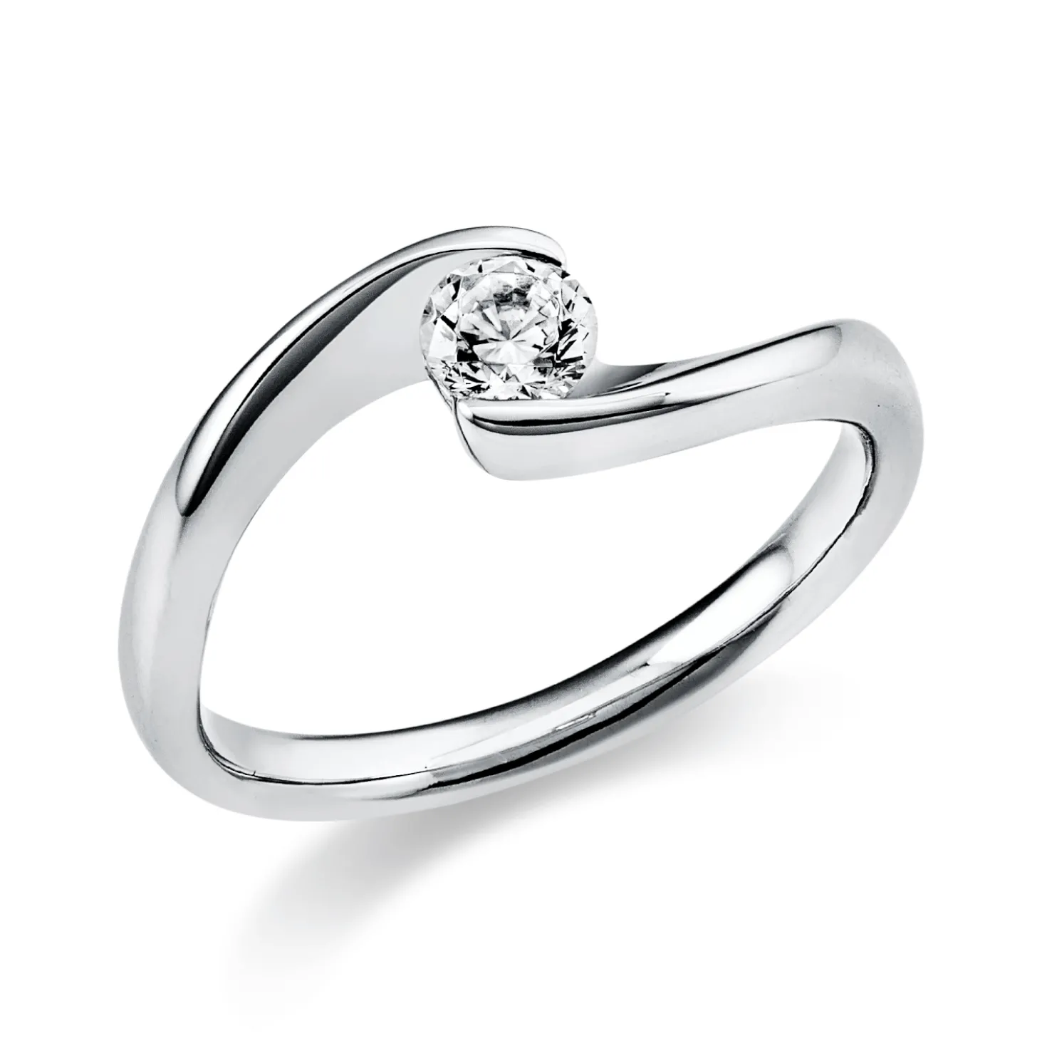 Solitaire Ring aus 585 Gold Weißgold Brillant 0,25ct TW-SI B:6,3mm
