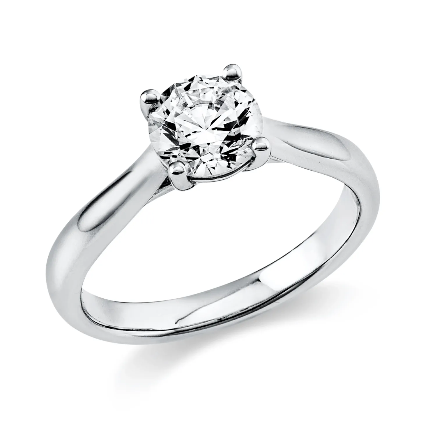 Solitaire Ring aus 585 Gold Weißgold Brillant 1ct TW-SI B:3,2mm 4er-Krappe